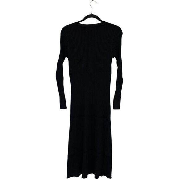Boden Women Sweater Dress UK 14P US 10P Black Ribbed Knit Keyhole Neck D0436 NWT - Picture 3 of 10